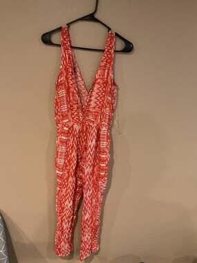 Love Tree Orange Geometric Print Sleeveless Jumpsuit